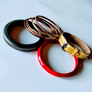 3/$15 Bracelet set Red Lime Green rose gold